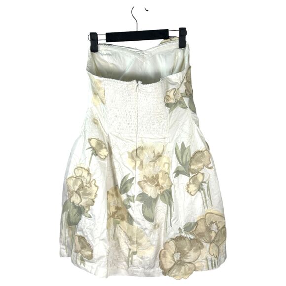By Anthropologie Strapless Floral Applique Mini Dress Sweetheart Cream Medium - Picture 6 of 8